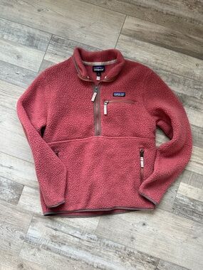 Patagonia Rose-Red Shearling Quarter-Zip Fleece Pullover